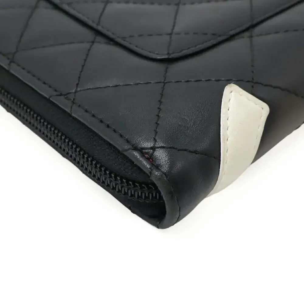 CHANEL Black Leather Logo Wallet